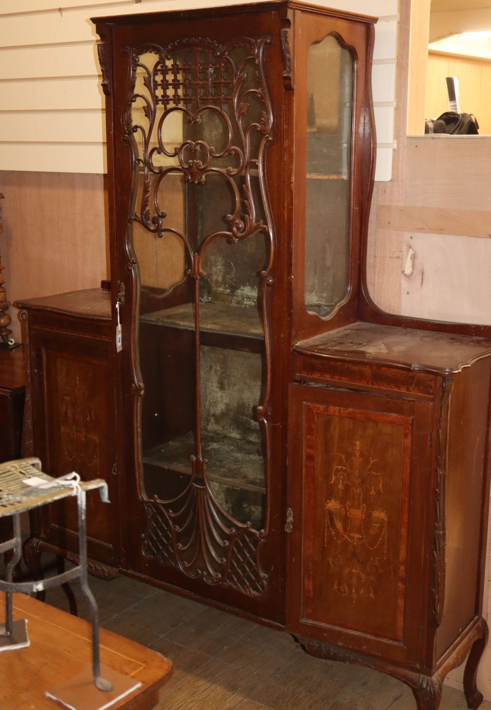 An early 20th century inlaid mahogany display cabinet, W.135cm, D.36cm, H.174cm